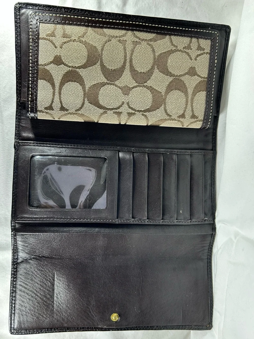 Coach Signature Canvas Continental Wallet With Removable Checkbook Cover